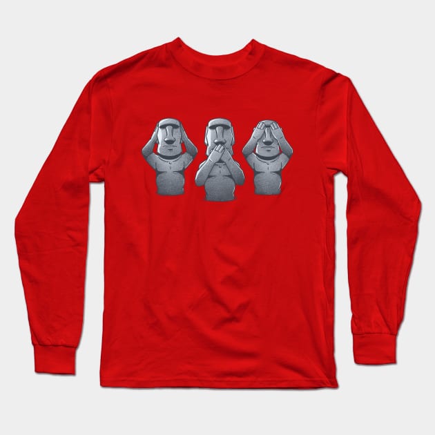 3 Wise Moais Long Sleeve T-Shirt by Getsousa